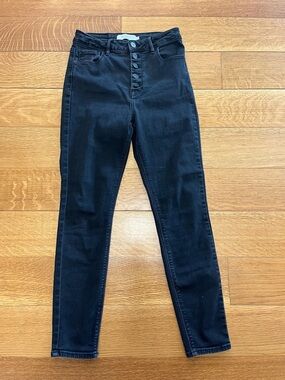 Hidden buckle High-Waisted Black Women's Button-Fly Jeans size 27